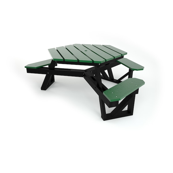 Green 6' ADA HEX Table with Black Frame